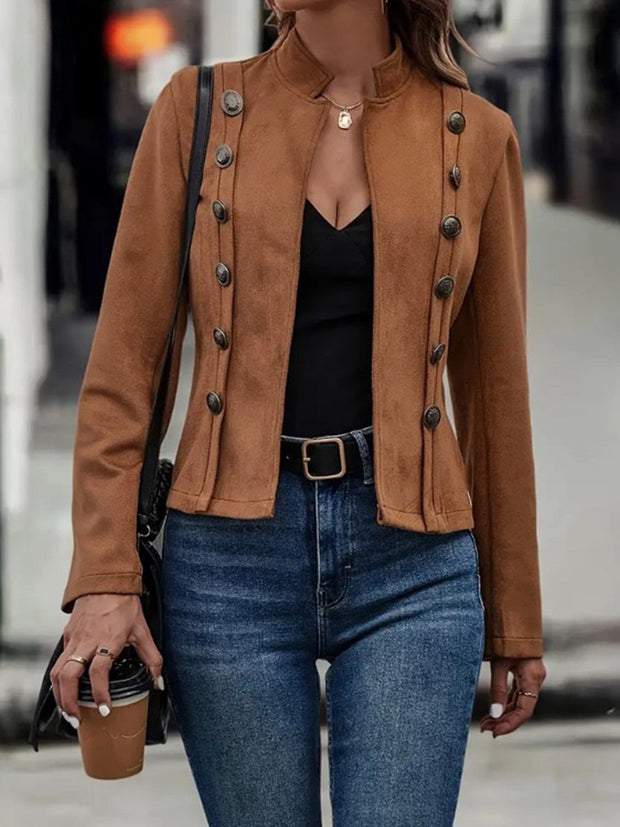 Women's Brown Double-Breasted Winter Jacket