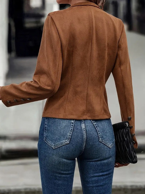 Women's Brown Double-Breasted Winter Jacket