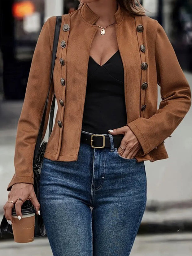 Women's Brown Double-Breasted Winter Jacket